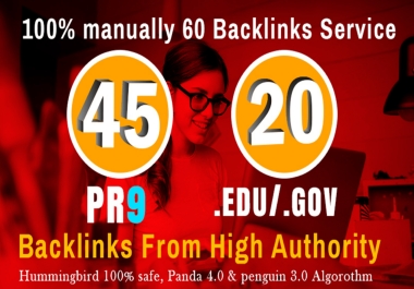 40 PR9 + 20 E/G Backlinks From Authority Domain For SEO Rank