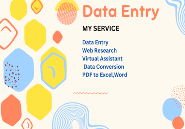 I will do fastest excel data entry,  copy paste,  PDF to excel,  web research