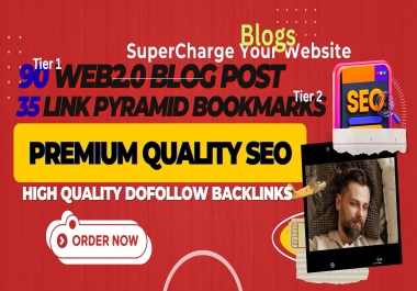 High DA SEO Link Pyramid 90 Web 2.0 Posts + 35 Tier 2 Bookmarks