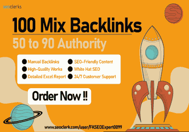 100 50 to 90 Authority Mix Seo Backlinks