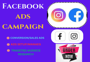 I will do facebook ads campaigns and instragram campaign