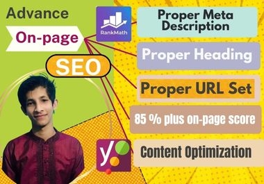 I will do professional On-page with Rankmath or Yoast which you choose