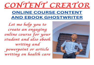 i will create online course content,  rebrand ebook and do powerpoint design for presentation