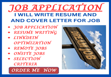 I will write and design your resume,  cover letter,  resume editing for job application.