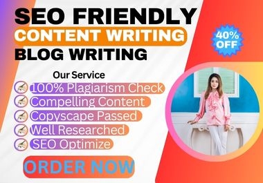 I will do SEO article writing blog post writing website content writing copywriting