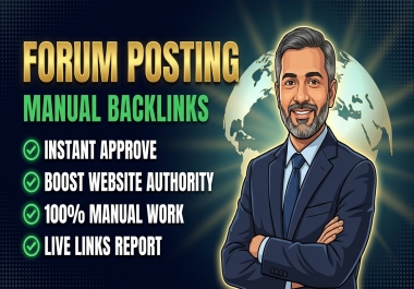 Premium 50 Forum Posting Dofollow Backlinks Handpicked & Manual Posts on Relevant Discussions
