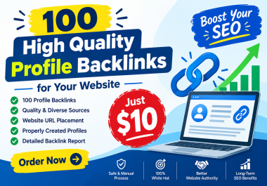 I Will Build 100 Authority Profile Backlinks for Website SEO
