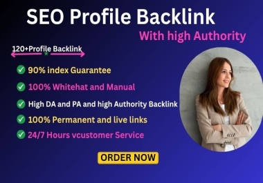 I will do 120 SEO profile backlinks with high authority links