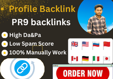 powerful SEO dofollw PR9 Profile Backlink building 100+ manually Create