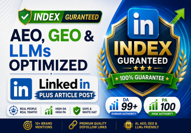 Indexed LinkedIn pulse Article Post for AI Overview AEO/GEO Optimized LLMs Brand mentions