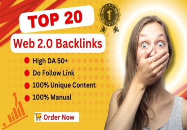 20 high DA & powerful Web 2.0 backlinks with unique content Boost Your Rankings