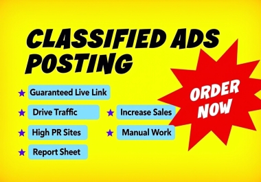 100 high DA PA classified ad posting on USA,  UK,  Canada,  Australia in top cities