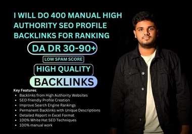 I will do 400 Manual High Authority SEO Profile Backlinks for Ranking