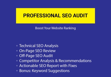 I will provide a professional SEO audit to boost your website ranking