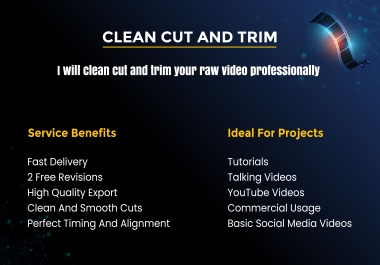 I will clean cut and trim your raw video professionally