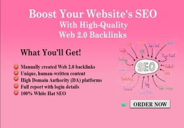 I will make 100 high DA web 2.0 backlinks to improve site authority