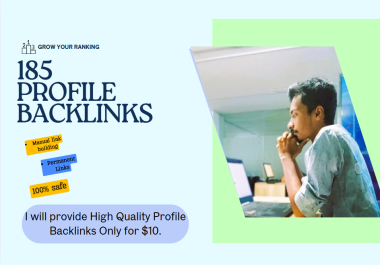 Create 185 High DA Profile Backlinks for SEO,  Google Ranking & Website Authority