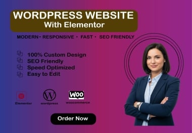 I will craft a modern,  pixel-perfect WordPress website using Elementor.