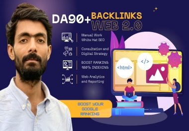 50+ high authority DA 90+ Web 2.0 backlinks for SEO ranking