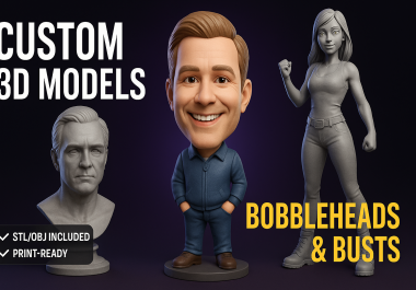 i will sculpt 3d boobled head,  3d bust model,  3d face and 3d full body model for 3d printing
