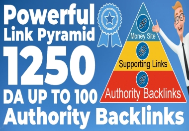 Latest Powerful 3 Tier Link Pyramid SEO 1250 HQ Authority Backlinks Up to DA 100 to Rank Fast