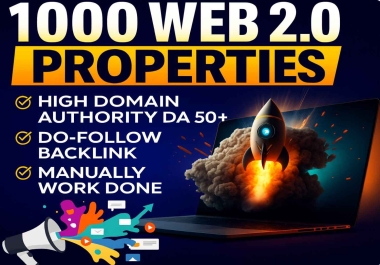 High Authority 1000 Web 2.0 Backlinks DR50+