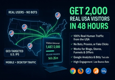 I will send 2000 real human USA website traffic visitors in 48 hours