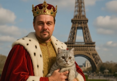 Custom Portrait of You and Your Pet - Unique Background & Outfit Design