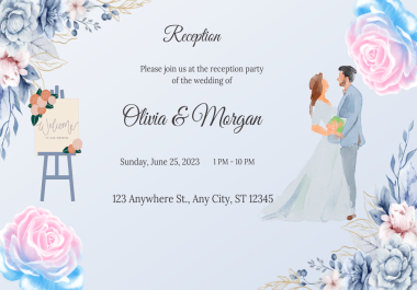I will create colorful and beautiful wedding card design