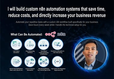 I will build custom n8n automations to save time,  cut costs and scale revenue