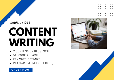 Engaging Blog Posts & Content Writing 2 x 500 Words SEO Optimized