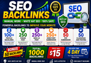 I Will Create 1000 High Quality White Hat SEO Backlinks Manually