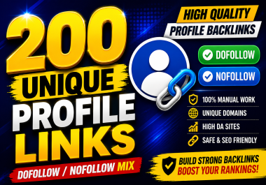 I will create 200 manual high authority profile backlinks for SEO and website authority