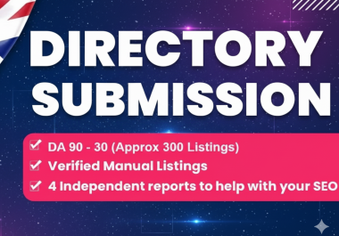 I will create 100 high quality dofollow web directory submission backlinks manually