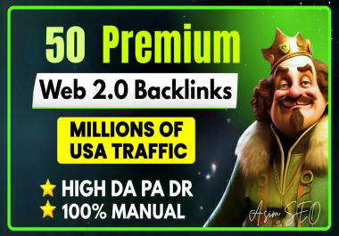Premium SEO Packgae 50 Web 2.0 Backlinks,  Image embed Dofollow Link Building for Ranking