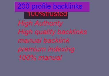 I will build 200 high authority SEO profile backlinks manually