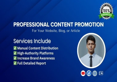 I will manually promote your blog or website on high authority sites