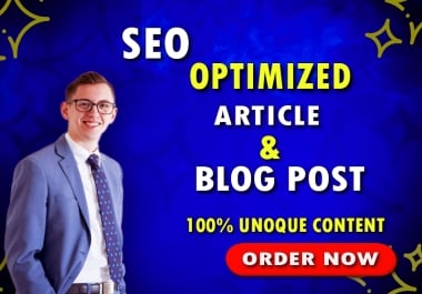 950 Word 100 plagiarism free SEO Optimized content blog post