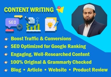 I will create seo optimized content writing,  quality blogs to help grow your article faster.