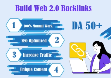 I will build 50+ SEO-optimized manual Web 2.0 backlinks with unique content and high DA sites