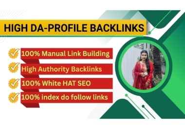 I will do manual high domain authority SEO profile backlinks