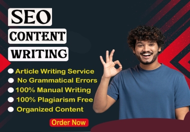 I will write SEO content,  blog posts,  and articles with 0 plagiarism