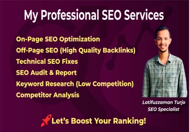 I will provide on page,  off page and technical SEO service
