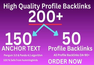 Build 200+ profile backlinks And anchor text,  High DA link building