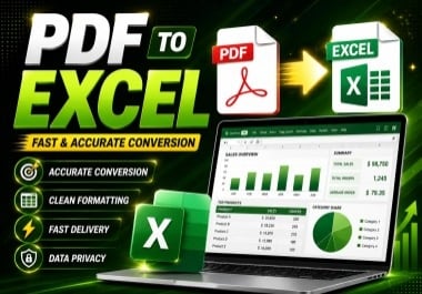 I will convert PDF to Excel accurately with clean formatting and fast delivery