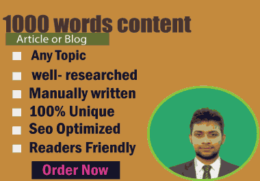 I will write SEO optimized blog posts,  articles & web content