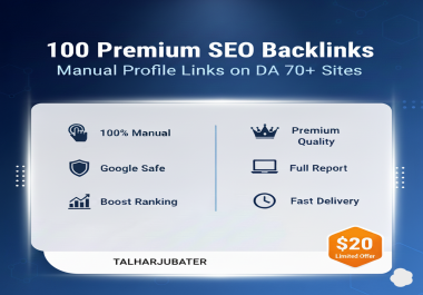 I will provide 100 premium high quality manual profile backlinks on DA 70+ sites