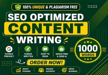 I Will Write 1000 Words SEO Optimized Human Written Content That Ranks on Google