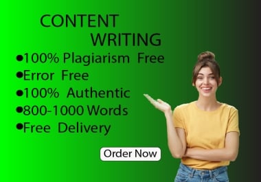 I Will deliver best SEO Article writing 100 plagiarism free.