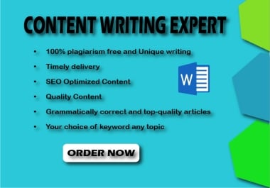 I will write quality Content 850+ words,  SEO articles